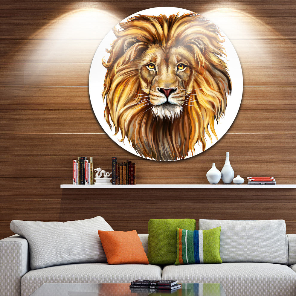 King Lion Aslan, Animal Round Metal Wall Art, 36"