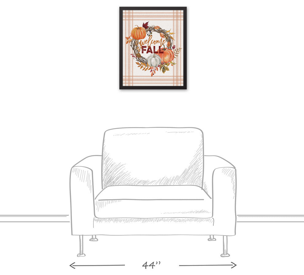 Welcome Fall 17.73 x 21.73 Black Framed Canvas