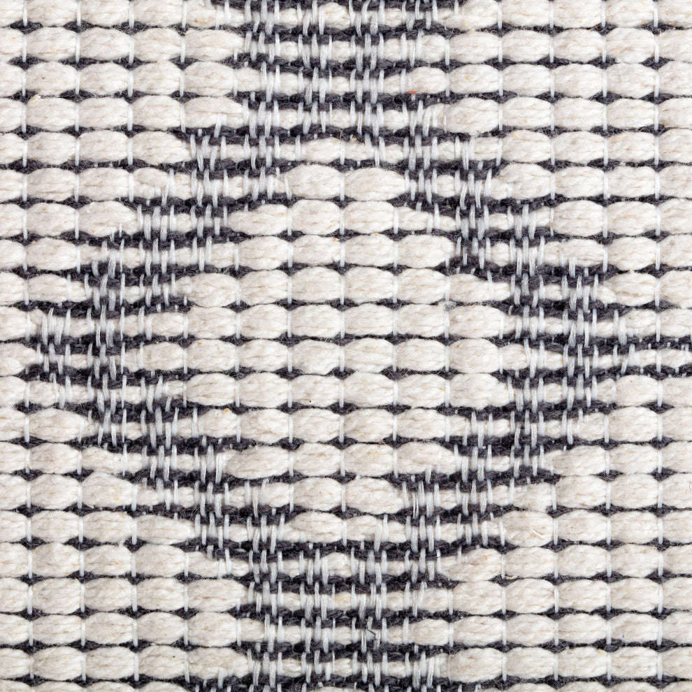 South Grand Ivory 22" x 22" x 16" Ivory and Gray Pouf