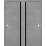 Bypass Doors 60 x 96 | Planum 0011 Concrete with  | Sturdy Rails