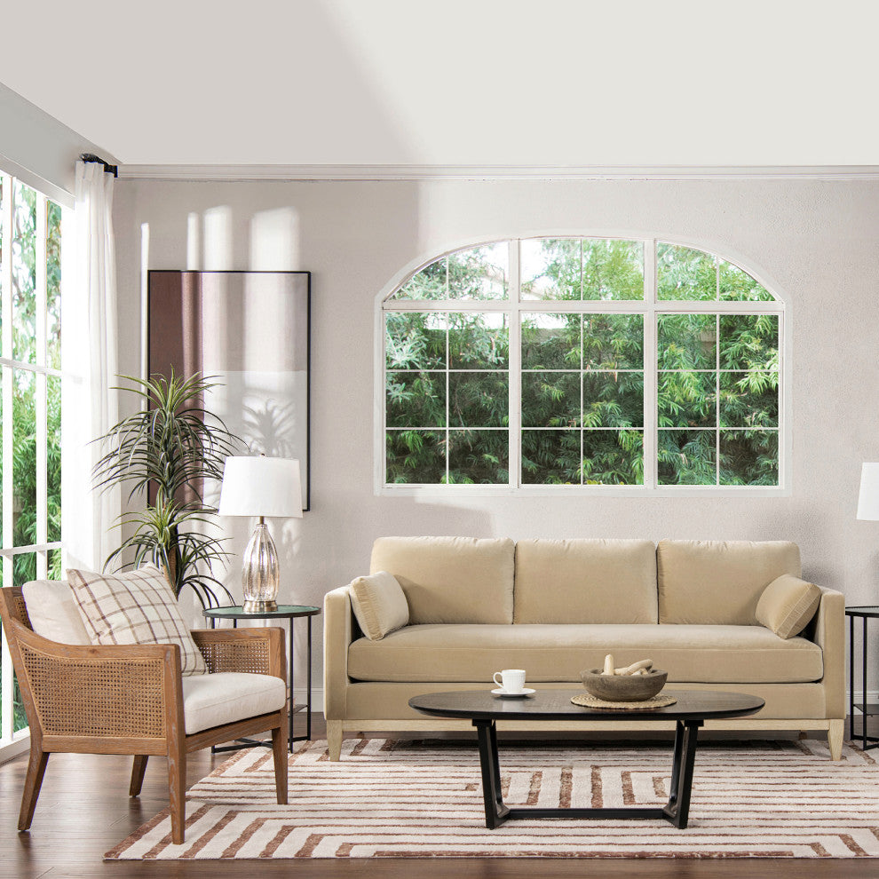 Knox 84" Modern Farmhouse Sofa, Fawn Brown Performance Velvet