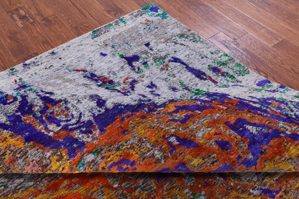 Abstract Hand Knotted Wool & Silk Rug 9' 0" X 12' 4" - Q15814