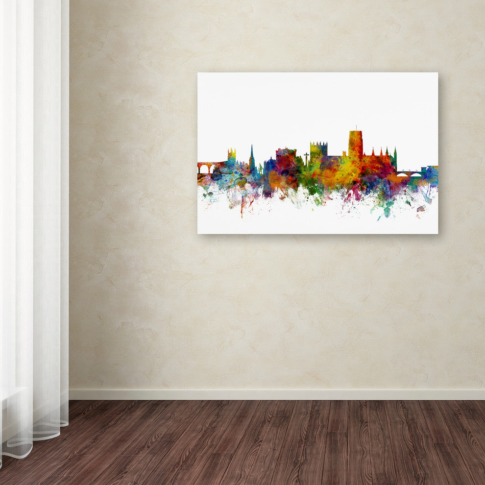 Michael Tompsett ''Durham England Skyline White'' Canvas Art, 16x24