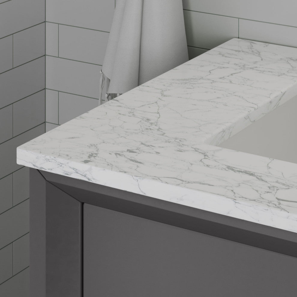 The Ezra Bathroom Vanity, Cashmere Gray, 72", Double Sink, Freestanding