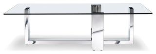 HomeRoots 59" X 28" X 16" Clear Glass Coffee Table