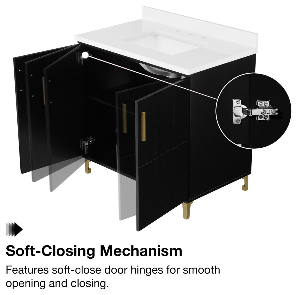 OVE Decors Zenia 36" Bathroom Vanity, Black, 36 in.