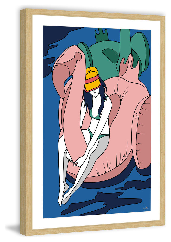 "Floating Flamingo I" Framed Painting Print, 16"x24"