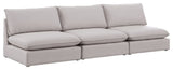 Mackenzie Linen Textured Fabric Upholstered 3-Piece Modular Sofa, Beige