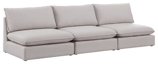 Mackenzie Linen Textured Fabric Upholstered 3-Piece Modular Sofa, Beige