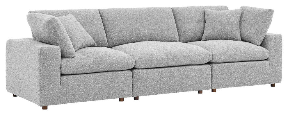 Commix Down Filled Overstuffed Boucle Fabric 3-Seater Sofa