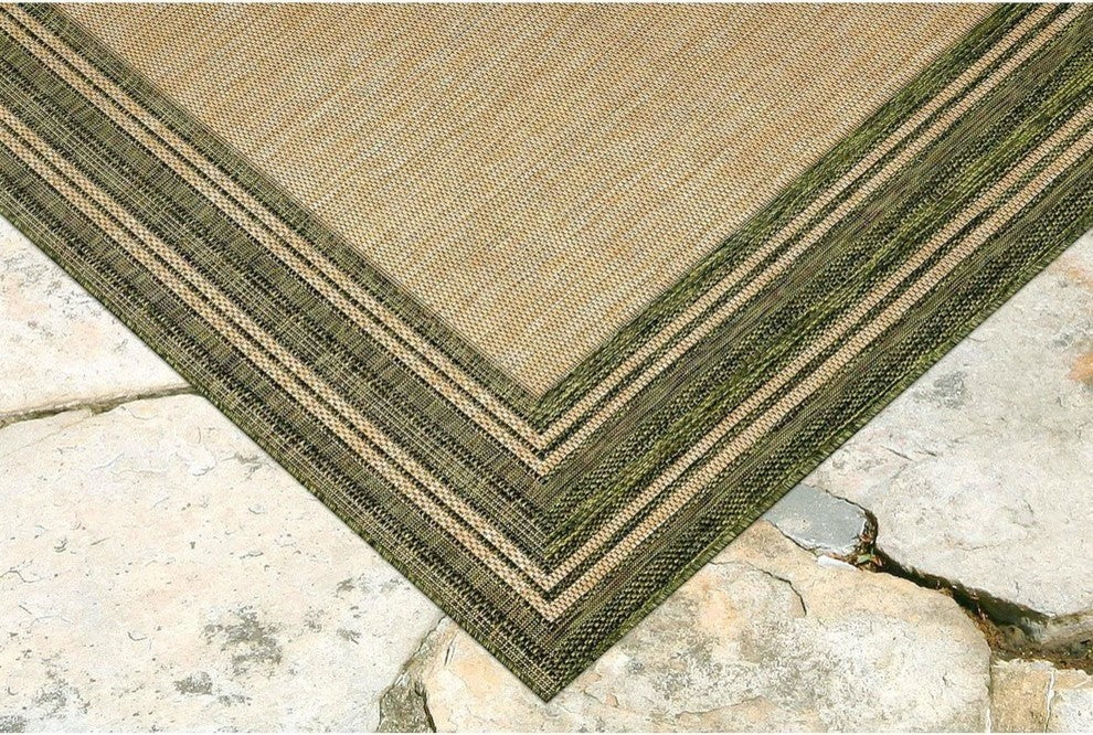 Carmel Multi Border Indoor/Outdoor Rug, Green, 4'10"x7'6"