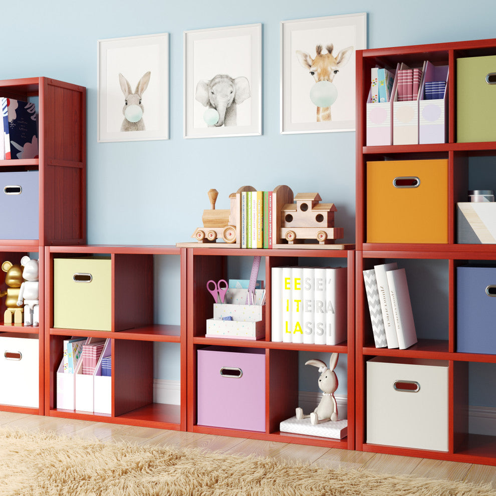 Solid Wood 4 Cube Storage Organizer, Red Mahogany