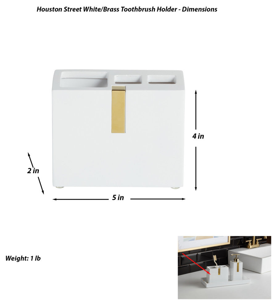 Houston Street White/Brass 3 Piece Bathroom Accessory Set