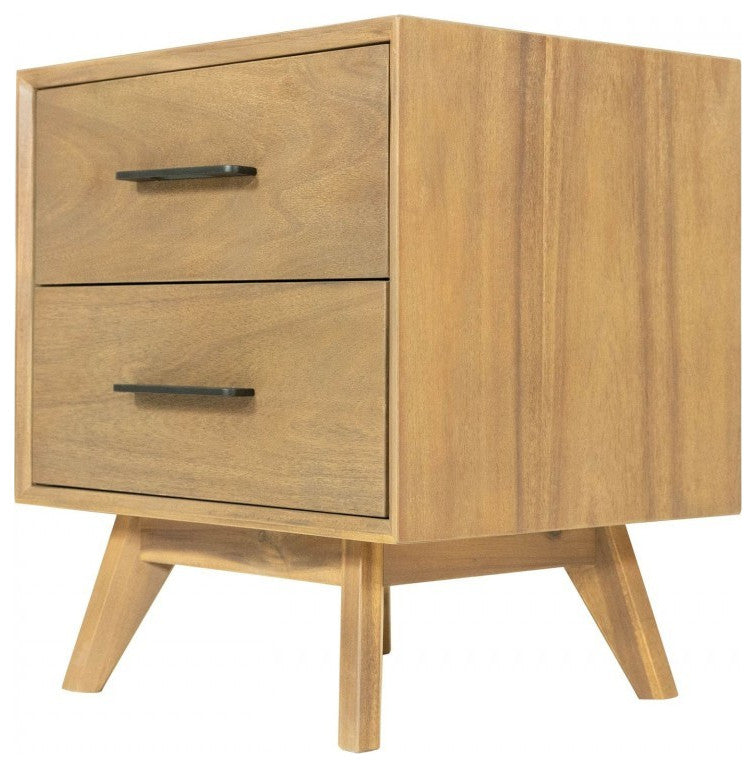 Natural Light Mocha Contemporary Nightstand with Two Drawers