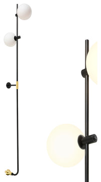 Brightech Equinox Wall Mounted Minimalist LED Sconce Glass Globe Shades, Black