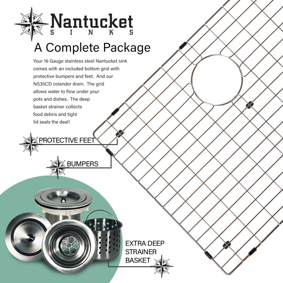 Nantucket SR3018 Pro Series Single Bowl Undermount Small Radius Sink