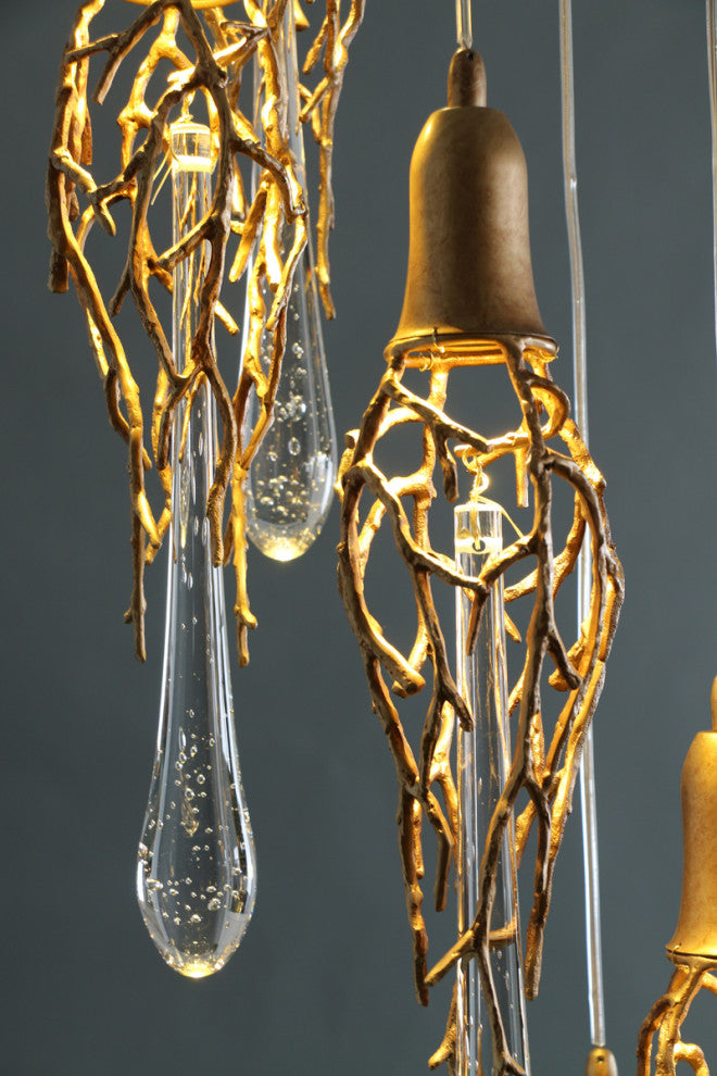 MIRODEMIÂ® Andora | Creative Crystal Chandelier with Clear Glass Drops, 9 Lights, Cool Light
