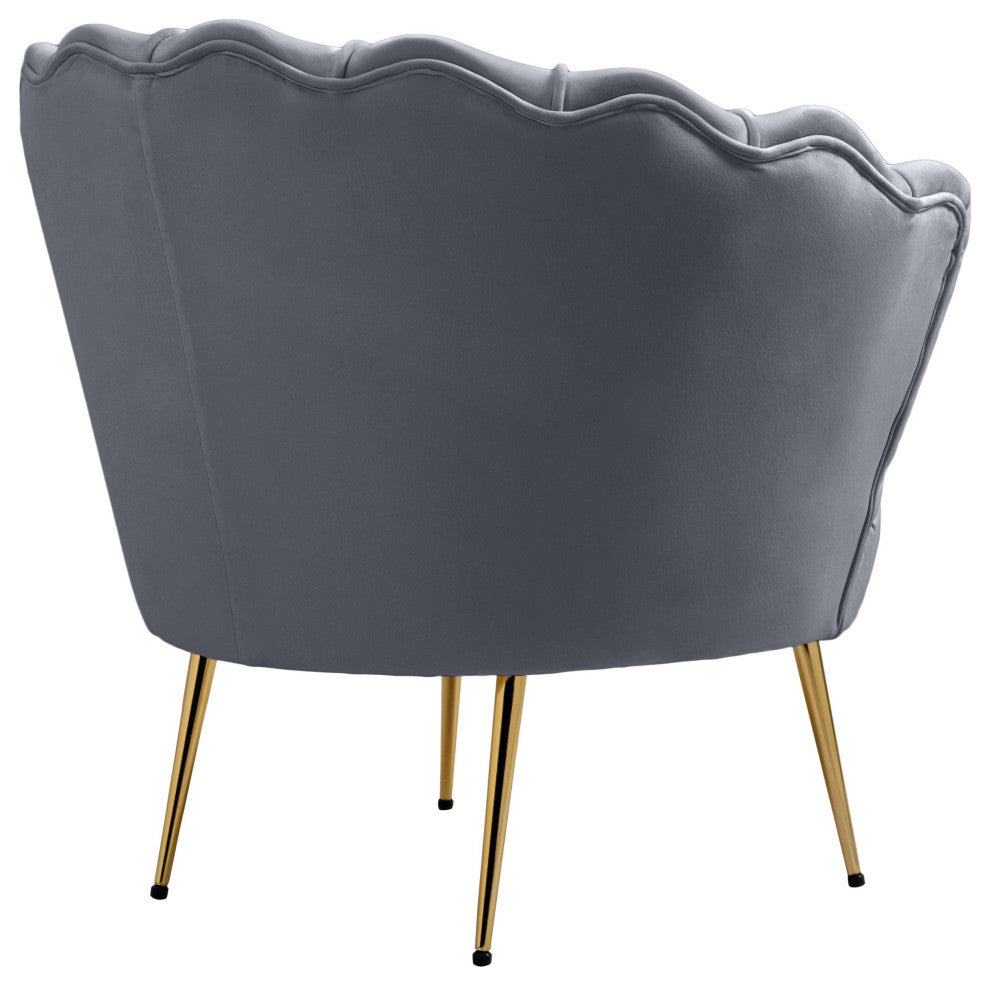 Gardenia  Velvet Upholstered Chair, Gray