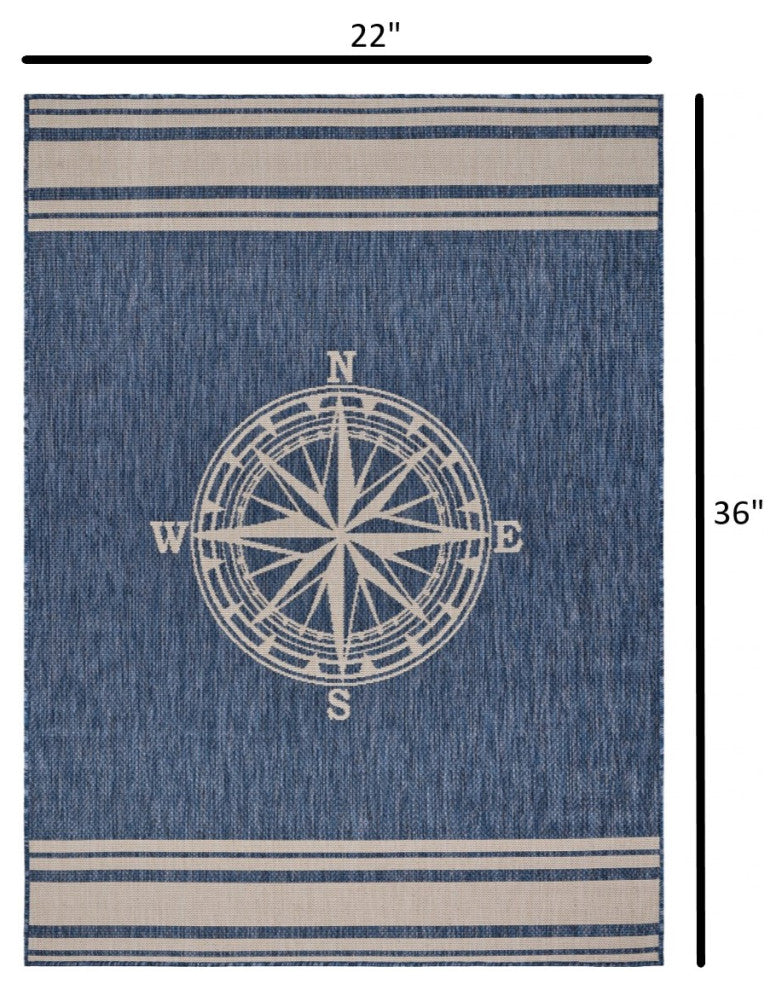 2' X 3' Blue And Gray Indoor Outdoor Area Rug