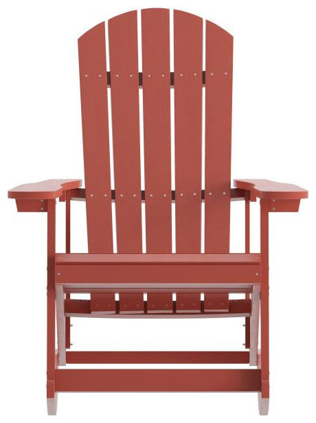 Savannah All-Weather Poly Resin Wood Adirondack Rocking Chair- Set of 2, Red