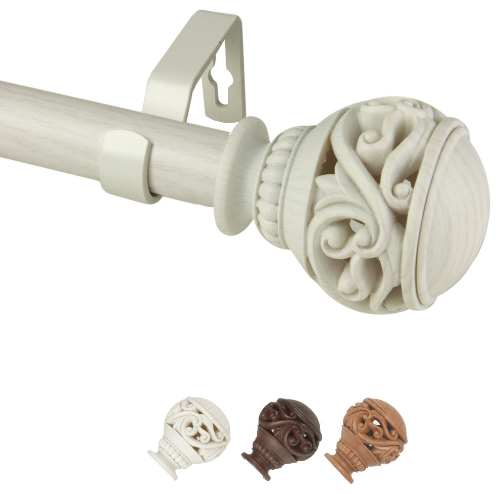 Reed 1" Diameter Curtain Rod, Pearl White, 28-48"