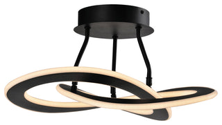 Wave 24W LED Semi-Flush Mount, Black
