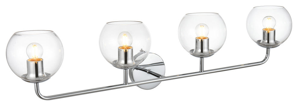 4 Light Chrome And Clear Bath Sconce