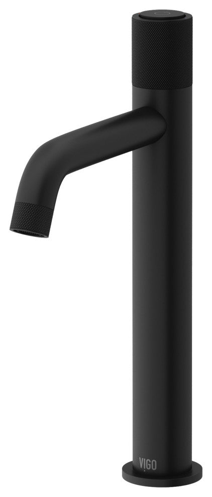 VIGO Apollo 12" H Single Handle Single Hole Bathroom Vessel Faucet, Matte Black