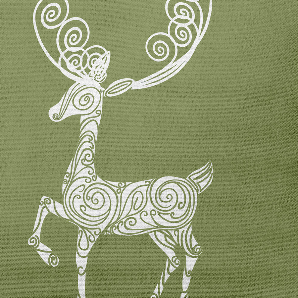 Fancy Holiday Reindeer Decorative Throw Pillow, Sage Green, 18"x18"