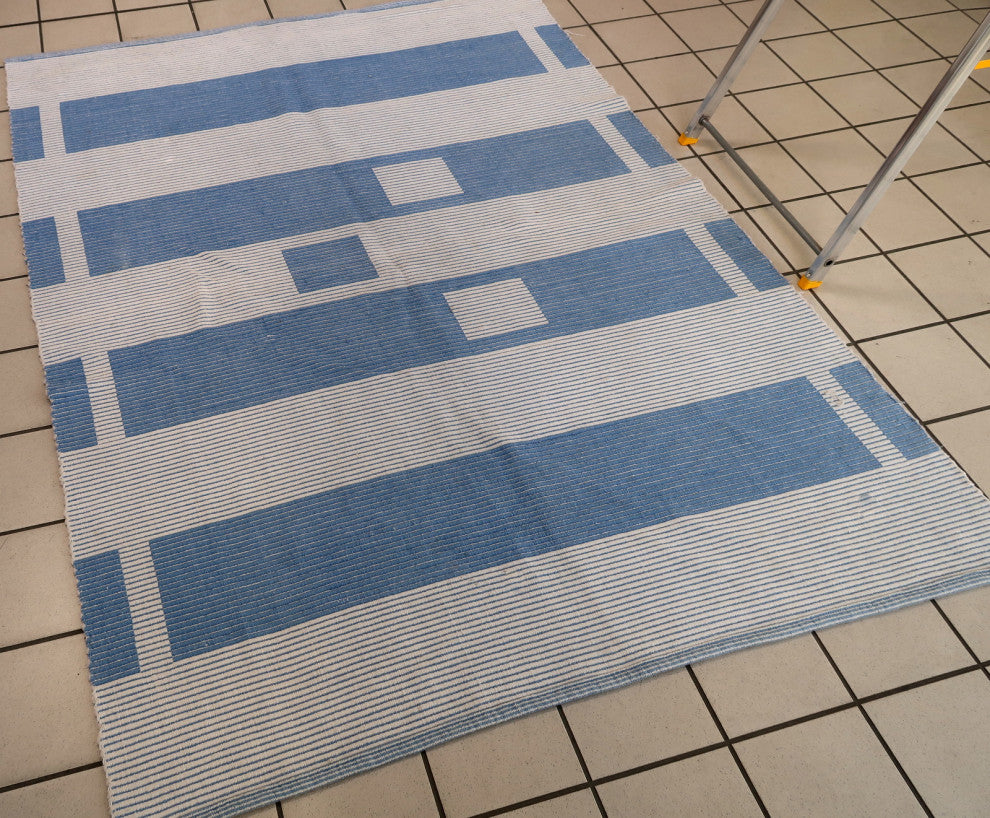 Handmade Vintage Indian Dhurri Kilim 4.6'x6.3', 141cmx193cm 1970s