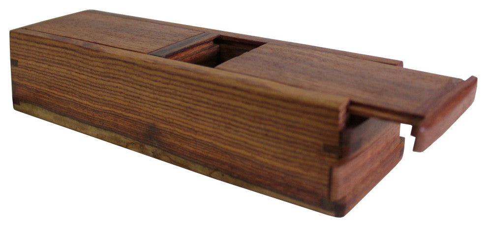Chinese Huali Rosewood 2 Drawers Narrow Rectangular Storage Box Accent Hws412