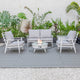 LeisureMod Walbrooke Patio Conversation Set With Fire Pit Table, Light Grey