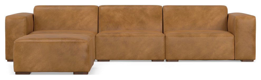 Rex 3-Seater Modular Sofa and Ottoman Set in Genuine Leather