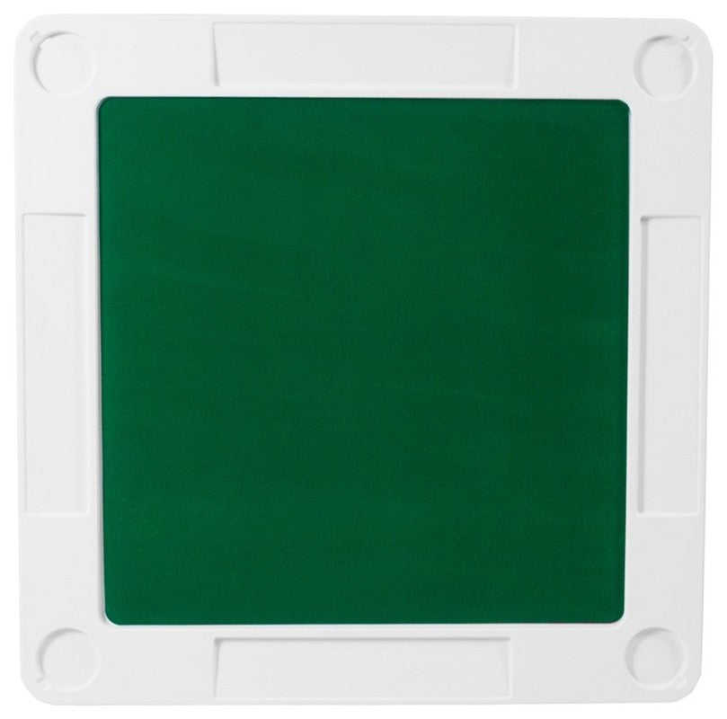 34.5" Square Granite White Folding Game Table With Green Playing Surface