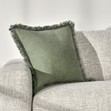 Agatha 22" Cotton Linen Blend Throw Pillow, Green