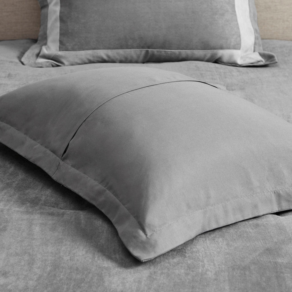 Madison Park Dax Microsuede Colorblock 7-Piece Comforter Set, Grey, King