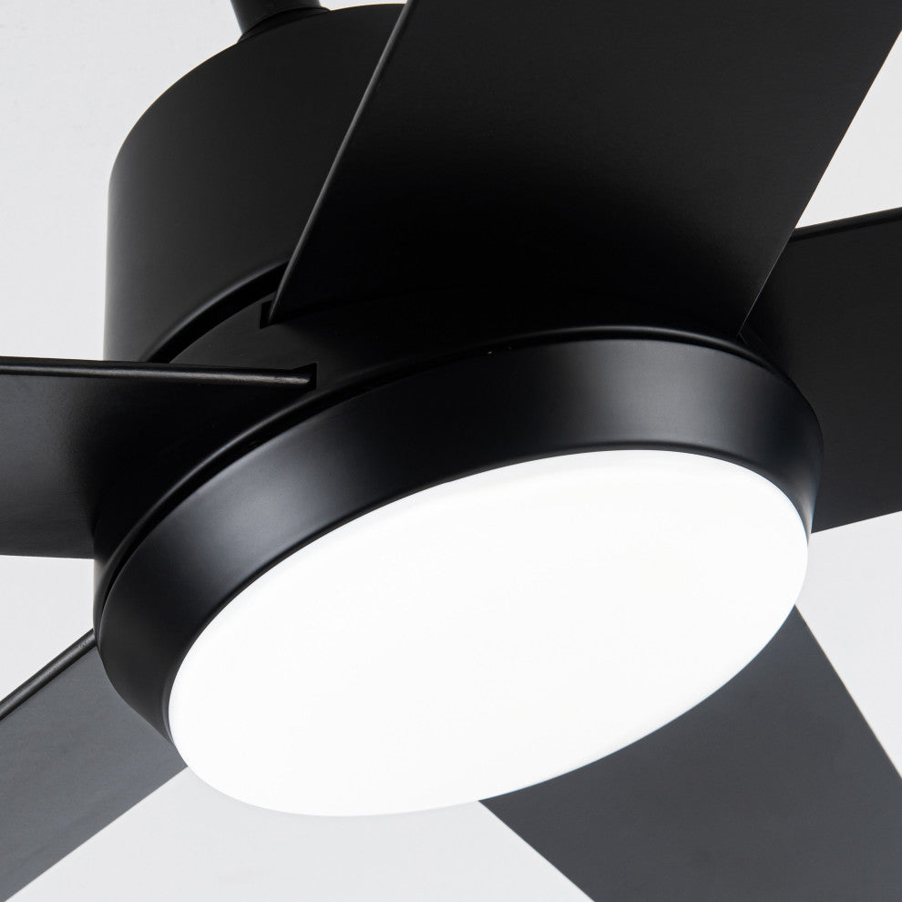 52-inch Modern 5-blade Black Ceiling Fan with Light