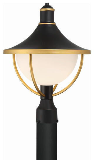 Crystorama Atlas 1 Light Matte Black + Textured Gold Outdoor Post