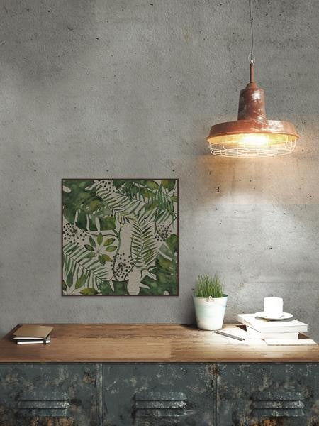 "Hojas de Palma" Floater Framed Painting Print on Canvas, 48"x48"