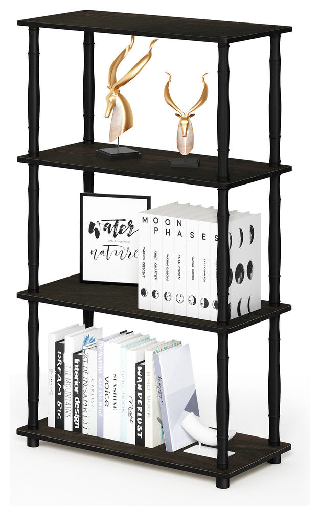 4-Tier Multipurpose Shelf Display Rack, Classic Tubes, Espresso/Black 18034EX/BK