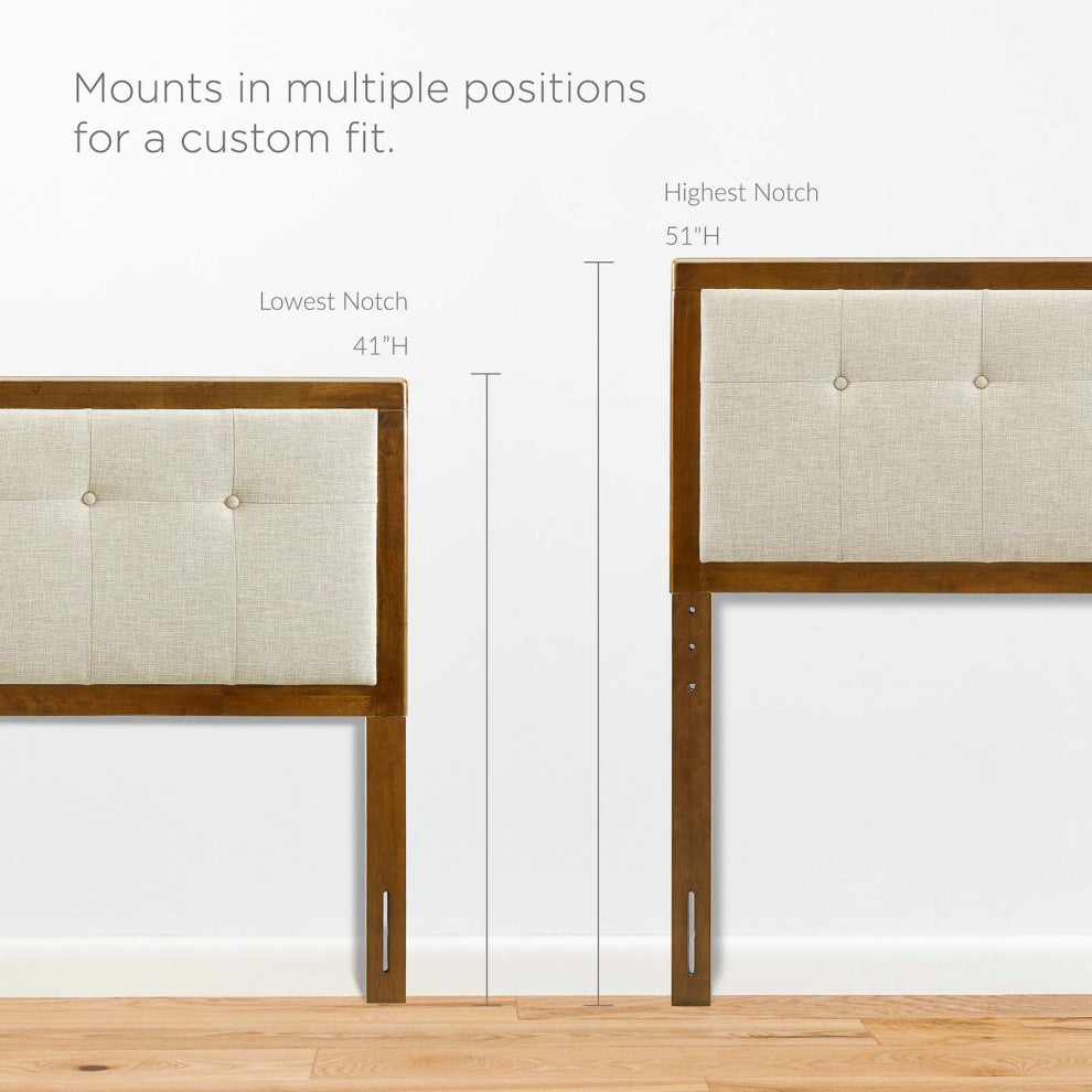 Draper Tufted Full Fabric and Wood Headboard Walnut Beige