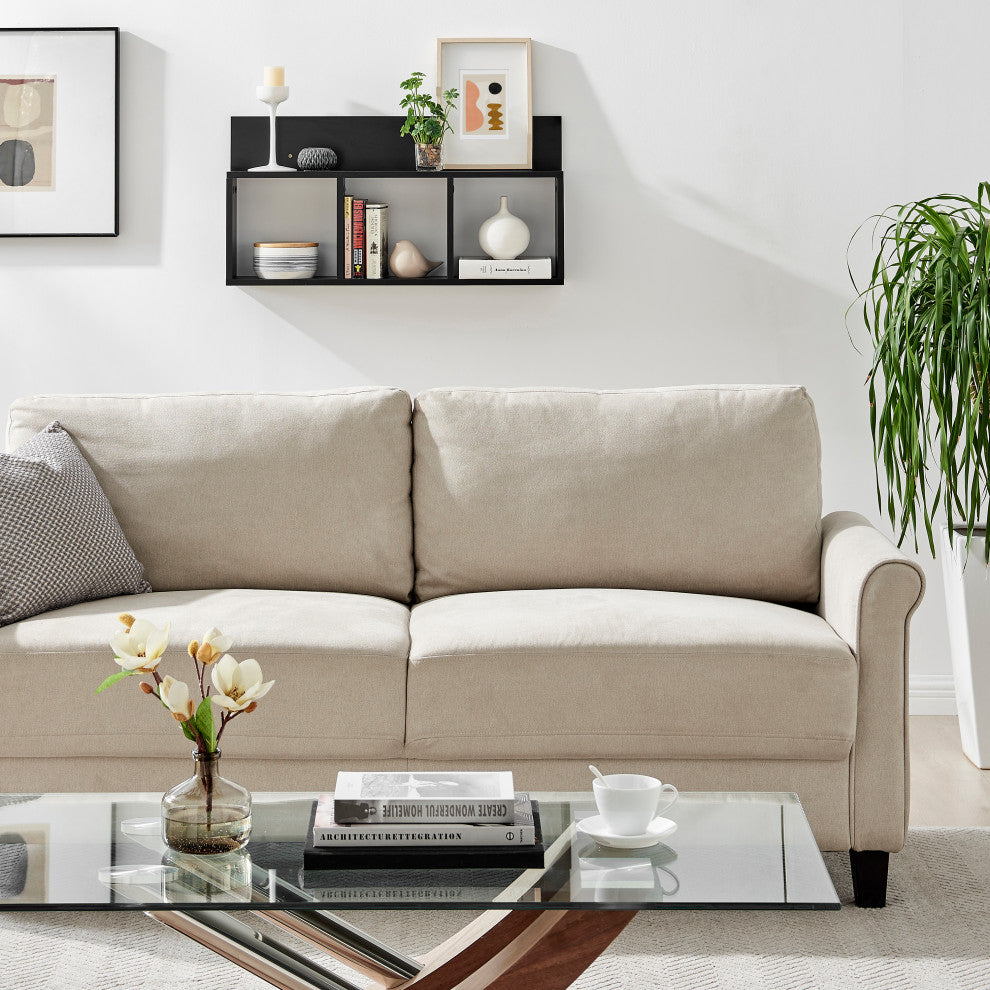 Danya B. Modern 3 Cube Floating Wall Shelf With Display Ledge, Black