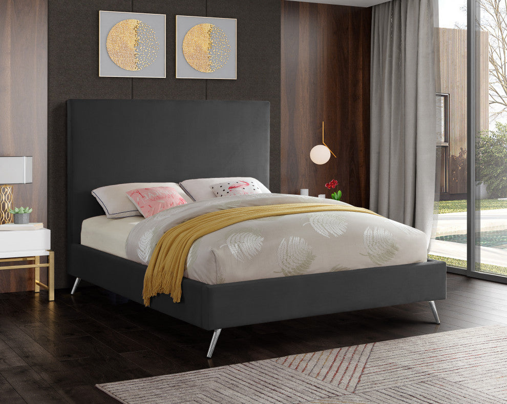 Jasmine Velvet Bed, Gray, King