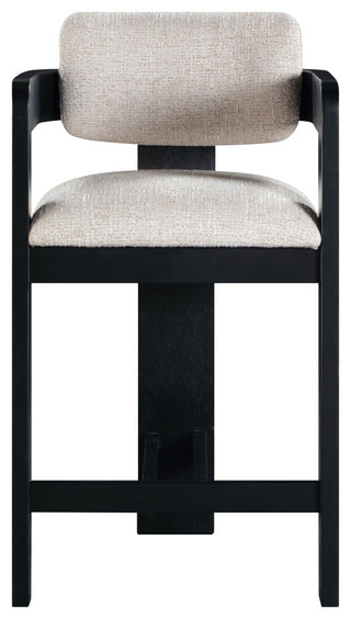 Sacha Upholstered Bar and Counter Stool, Beige, Linen Textured Fabric, Black