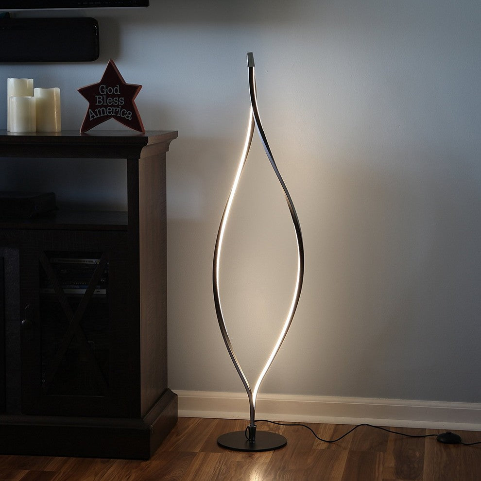 Modern Twist LED Floor Lamp, Classic Black