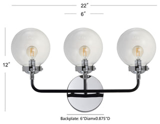 Caleb 1-Light Brass Wall Sconce, Chrome/Black, 3 - Light(s)