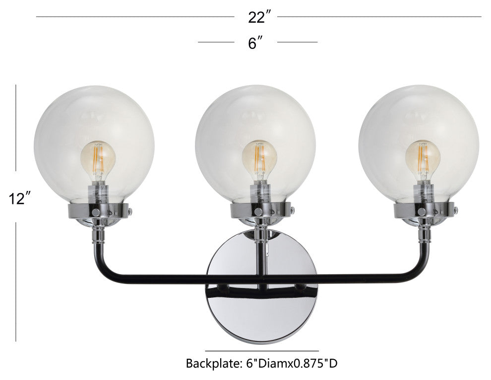 Caleb 1-Light Brass Wall Sconce, Chrome/Black, 3 - Light(s)
