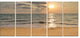 "Dark Tropical Sand Beach At Sunset" Modern Seascape Wall Art, 5 Panels, 60"x28"
