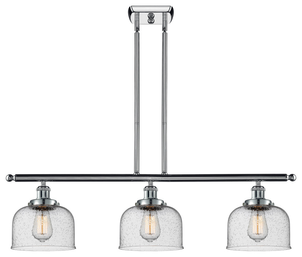 Large Bell 3-Light Island-Light, Polished Chrome, Seedy