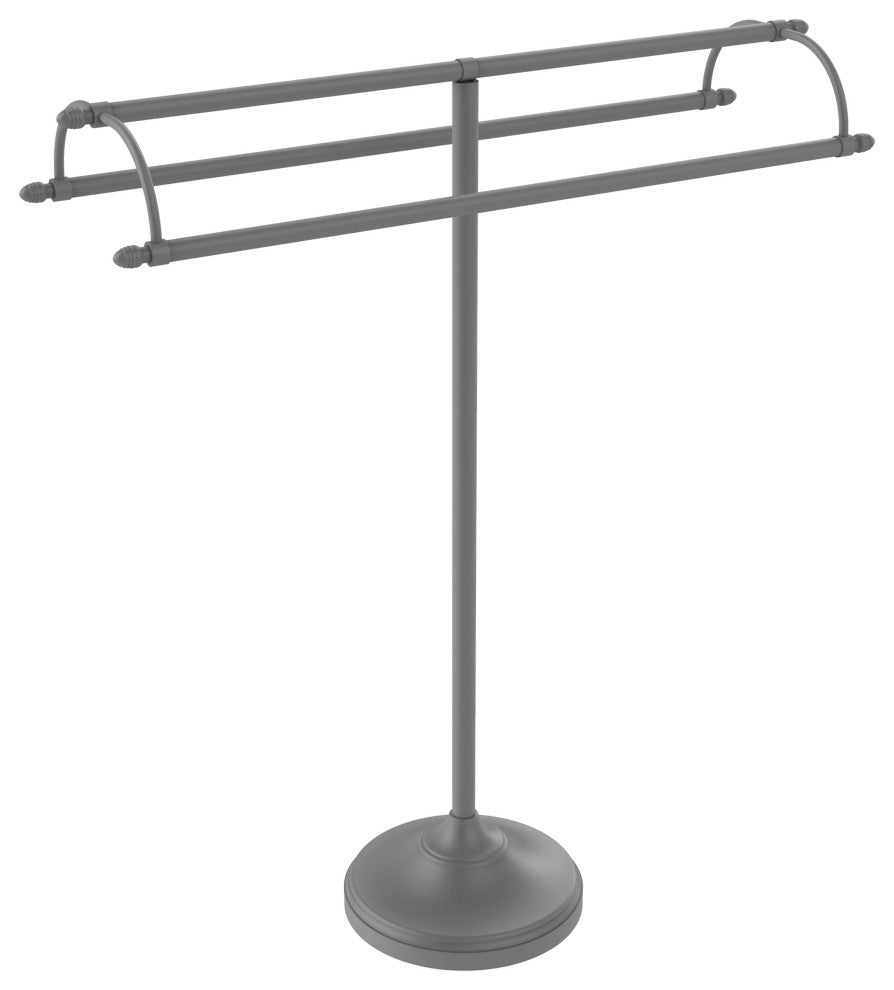 Free Standing Double Arm Towel Holder, Matte Gray